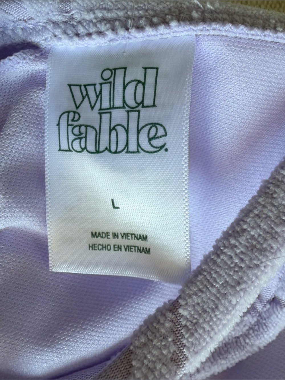 NWT Wild Fable Lilac Purple Wavy Terry Textured Triangle Bikini Swim Top Large L - Picture 2 of 12